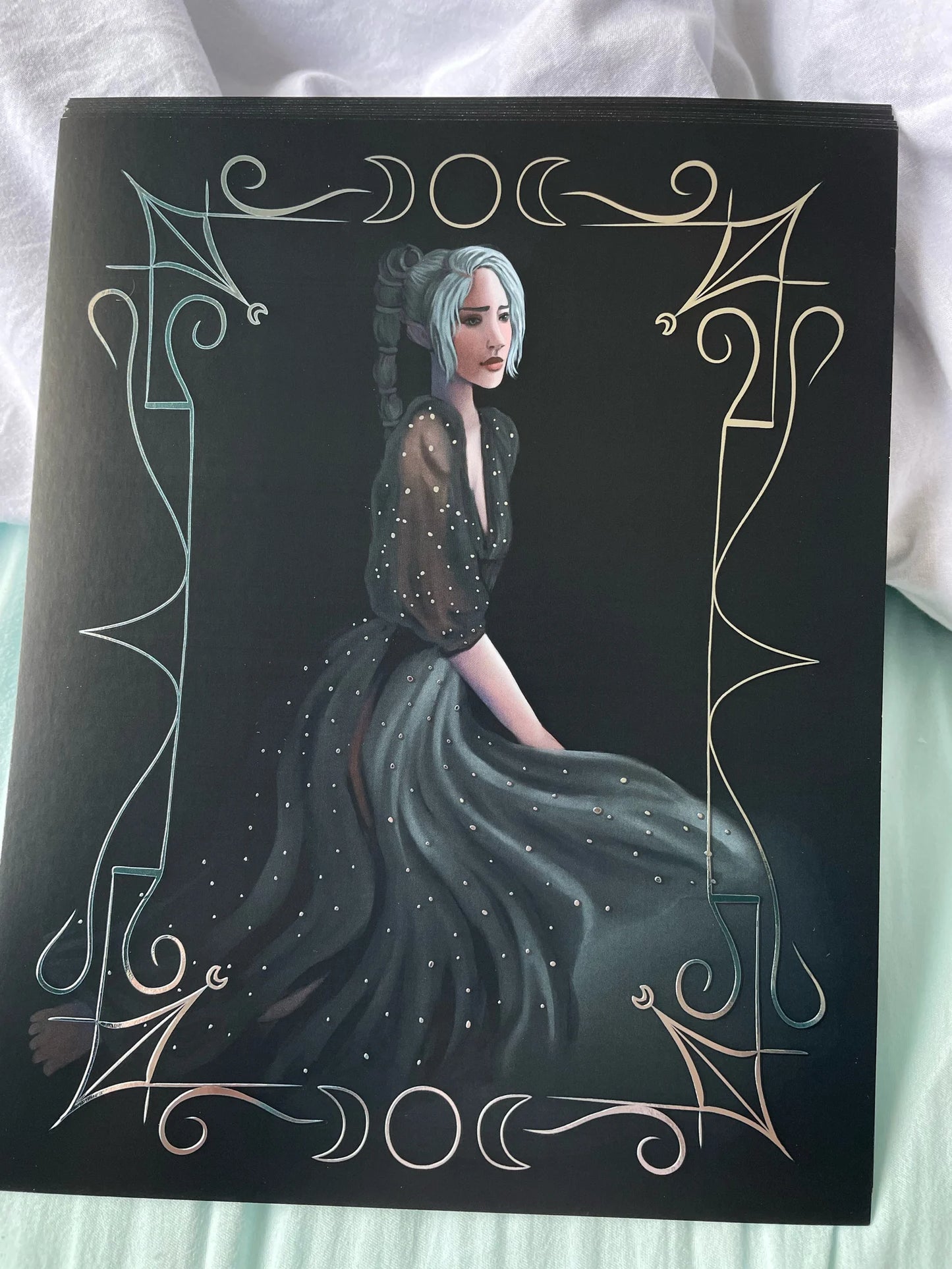 Silver Foil Shadowheart Starry Night Dress Print